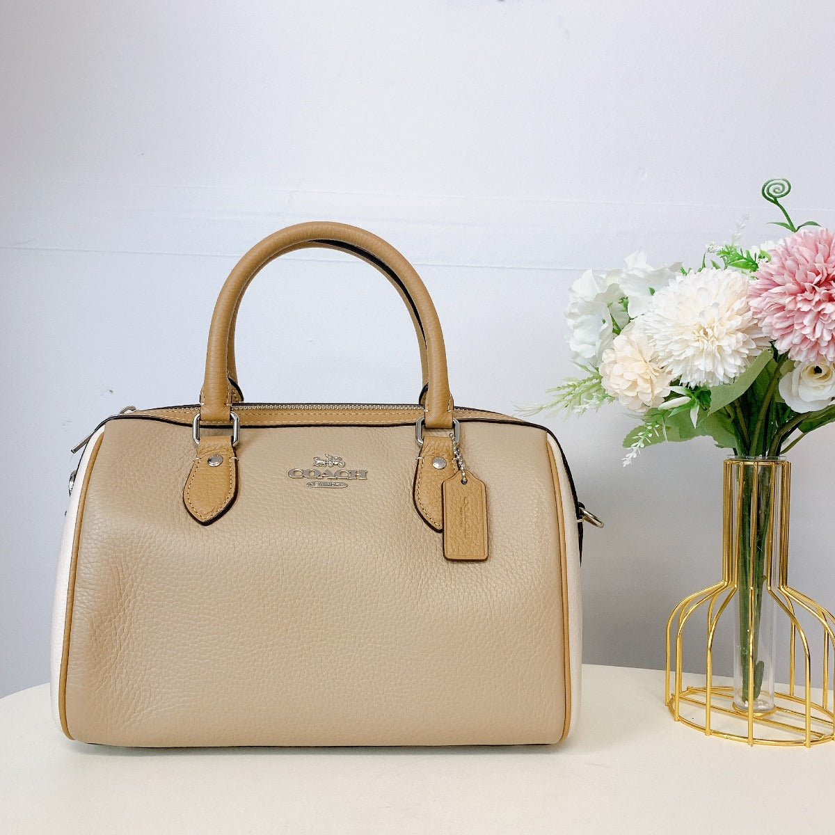 Coach CH283 Rowan Satchel In Colorblock IN SANDY BEIGE MULTI 195031870453 Coach CH283 Rowan Satchel In Colorblock IN SANDY BEIGE MULTI 195031870453